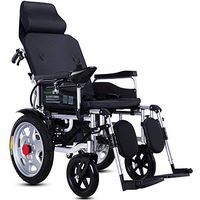 Heavy Duty Electric Wheelchair With Headrest,foldable Folding And Lightweight Portable Powerchair With Seat Belt,electric Power Or Manual Manipulation,adjustable Backrest And Pedal,joystick,Black