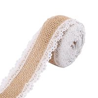 uxcell Wedding Gift Lace Edge Strap Decor Craft Burlap Ribbon Roll 2.2 Yards Length
