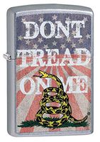 Personalized Custom Message Engraved on Back Don’t Tread on Me American Independence Gadsden Flag Design3 Indoor Outdoor Windproof Zippo Lighter