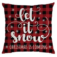 Indexshop Christmas Pillow Covers Decorative, Red Black Winter Festival Throw Pillow Cases Cushion Covers, Farmhouse Home Decor Xmas Pillowcase Faux Linen Cushion Case Sofa (A)