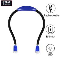 Topnma LED Hug Light, Rechargeable 4 LED Neck Book Light, Flexible Neck Lamp for Reading in Bed or Car with Adjustable Brightness, Ideal for Bookworms Kids Crafts Knitting Travel or BBQ