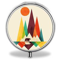 Bear Pill Case, Round Stainless Drug Organizer Container Medicine Cover for Pocket Daily&Weekly