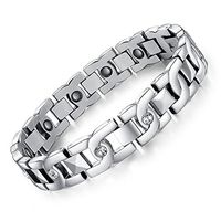 FCZDQ Cystal Magnetic Therapy Health Bracelet Stainless Steel Winding Chain Couple Bracelet for Mens