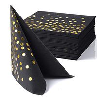 Disposable Guest Towel, Morgiana 50 Pack Gold Polka Dot Design Air-laid Napkins Paper Hand Towels, Soft & Absorbent Linen Feel Dinner Napkin for Kitchen, Bathroom, Parties, Weddings (Black)