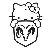 Hello Kitty Dodge Ram Shield - Vinyl - 4 Inches (Color: Black) Decal Laptop Tablet Skateboard Car Windows Stickers