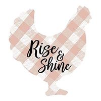 P. Graham Dunn Rise and Shine Rooster Red Plaid 3 x 3 Wood Hanging Gift Wrap Tag Charms Set of 5