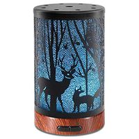 Metal Aromatherapy Ultrasonic Cool Mist Aroma Essential Oil Diffuser, Whisper Quiet Humidifier, Waterless Auto Shut-Off, 7-Color Changed LED for Home Office Yoga SPA 100ml (Waking Deer))