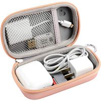 Earbud Earphone Case, SD Card Reader USB Flash Drive Organizer Holder Wall Charger USB Adapter Cable Pouch for Apple AirPods/Pro- Rose Gold(CASE ONLY)