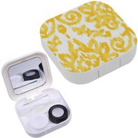 Portable Contact Lens Case Box Travel Kit Mirror + Bottle + Tweezers Container Holder [ Ikat Damask ]