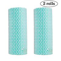 LOCOLO 2 Rolls /100pcs Disposable Cleaning Towel Paper Towels Multipurpose Fabric Nonwovens Non-Woven Kitchen Disposable Cleaning Nonstick Wiping Rag House Cleaning Cloth Washcloth Towel (Green)
