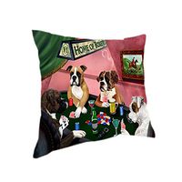 Home of 4 Boxers Dogs Playing Poker Pillow (18x18)