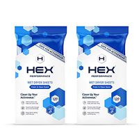 HEX Performance Wet Dryer Sheets, Fresh & Clean, 120ct (Pack of 2) - Safe for Activewear, Eco-Friendly