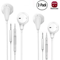 XBRN 2-Pack Premium Earphones Earbuds Headphones with Stereo MicRemote Control Compatible Phone Samsung Galaxy and More Android Smartphones Compatible with 3.5 mm Headphone White