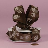 Paw Prints On Brown Satin Ribbon - 5/8in. Width - 25 Yards