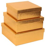 JAM PAPER Square Gift Box Nesting Set - Gold - 3/Pack