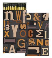 HomArt Large Decorative Typeset Candle and Fireplace Wood Matches (Set of 10)