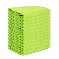 Arkwright Microfiber Car Cleaning Towels Pack of 12, Scratch Less Edgeless Design, lint Free and Streak Free, Wash Cloths for Kitchen, Windows (16 x 16 in, Green)