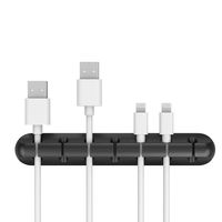 FDBRO Desktop Data Cable Organizer TPR Cord Holder Cable Management for USB Cables,Charging Cables,Power Cords (3 Sizes in 1 Pack) (Black)