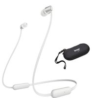 Sony WI-C310 Wireless in-Ear Headphones, White (WIC310/W) with Hard Shell Earphone case Bundle