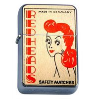 Redhead Germany Match Retro Windproof Refillable Flip Top Oil Lighter with Tin Gift Box D-542