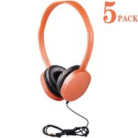 5Pack Kids Headphones/Earbuds/Earphones for Classroom, HONGZAN Bulk Headphones for School Classroom, Libraries, Museums, Laboratories, Students and Adults (Orange)