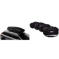 Thule Force XT Rooftop Cargo Box, X-Large with Thule Gopack Duffel Set (4 Pack), Black