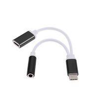 Lefthigh USB Type-C to 3.5mm Jack AUX Headphone Audio Splitter Converter Adapter Cable (Black)
