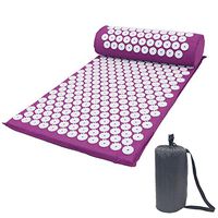 Acupressure Mat Pillow Set Back Neck Pain Relief Stress Migraine Sciatic Pain Relief Device Back Massager with a Bag for Storage Travel (Purple)