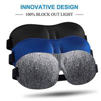 Sleep Mask 3 Pack, Upgraded 3D Contoured 100% Blackout Eye Mask for Sleeping with Adjustable Strap, Comfortable & Soft Night Blindfold for Women Men, Eye Shades for Travel/Naps, Black/Blue/Gray