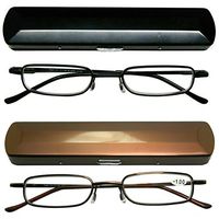 Reading Glasses 2 Pair Metal Rim with Cases Included Classic Durable Glasses for Reading for Men and Women +1.25