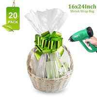 Shrink Wrap Bags for Gift Baskets,16x24 inches Clear PVC Heat Shrink Bags Cellophane Wrap for Packaging,Gift Wrapping 20 Pack