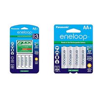 Panasonic Advanced eneloop Individual Battery 3 Hour Quick Charger with 4 AA eneloop Rechargeable Batteries, White & BK-3MCCA4BA eneloop AA 2100 Cycle Ni-MH Pre-Charged Rechargeable Batteries, 4 Pack
