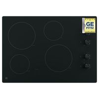 GE JP3030DJBB 30 Inch Smoothtop Electric Cooktop with 4 Radiant Elements, Knob Controls, Keep Warm Melt Setting, Black