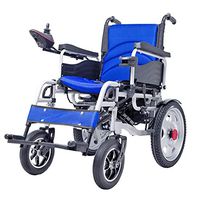 FXNN Transport Wheelchair Electric Wheelchair - Elderly Folding Electric Car Disabled Electric Car 12A Lead Acid Battery Walker (Color : Blue)