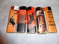 Winlite Cowboy Themed LIGHTERS Set of 5 REFILLABLE KISS A Cowboy Boots