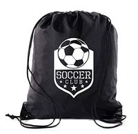 Soccer Party Favors | Soccer Drawstring Backpacks for Birthday Parties, Team events, and much more! - 10PK Black CA2500SOCCER S4