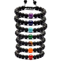 SIVITE 7 Chakra Lava Rock Bracelet Gemstone Mala Beads Bracelet Essential Oil Diffuser Reiki Healing Energy Bracelet