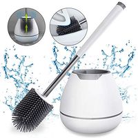 JASIWAY Toilet Brush and Holder Set, Modern Bathroom Silicone Toilet Bowl Brush and Holder with Tweezers - White