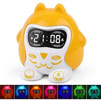Kids Alarm Clock, White Noise Sound Machine with 9 Sounds, Sleep Trainer & Time to Wake Alarm Clock, 7-Color Night Light, Dimmer, Nap Timer, Battery/Outlet Operated, Fun Faces, 12/24 H DST, Snooze