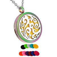 HooAMI Aromatherapy Essential Oil Diffuser Necklace - Stainless Steel Clouds Locket Pendant,Colorful