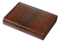 Visol Sobek Brown Leather Desktop Humidor with Free Laser Engraved Metal Plate (Diamond Monogram)