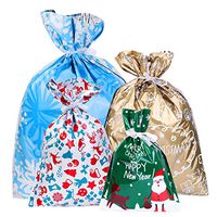 Amosfun Christmas Goody Bags Holiday Treats Bags Christmas Party Favor Bags with Ribbon Ties 30pcs (4 Sizes)