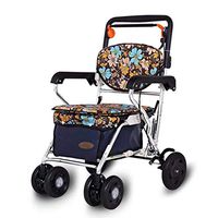 Standard Walkers Elderly Walker Old Folding Cart Shopping Cart Can Sit On A Light Four-Wheel Scooter (Color : Silver, Size : 6250cm)