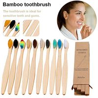 neversaynever Bamboo Toothbrush Organic Natural Wooden with Soft Bristles Biodegradable Bamboo Charcoal Eco Friendly BPA Free, Dental Care Set for Men and Women- 10 Pack