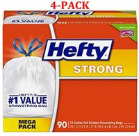 Strong Tall Kitchen Trash Bags - 13 Gallon, 90 Count (90 Count, 4-Pack)