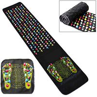 Reflexology Foot Massage Mat Foot Plastic Stone Walking Pad Health Care Acupressure Massager for Pain Relief and Relaxation (Black, Large)