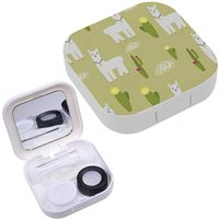 Portable Contact Lens Case Box Travel Kit Mirror + Bottle + Tweezers Container Holder [ Alpaca South Americas ]