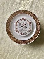 Premium Reusable Heavyweight Plastic Salad Plates, 7.5" 48Count, Metallic Lace, Copper