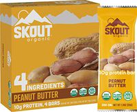 Skout Organic Peanut Butter Organic Protein Bars (4 Pack) | 10g Plant-Based Protein per Bar | No Refined Sugar | Vegan Protein Bars | Gluten, Dairy, Grain & Soy Free