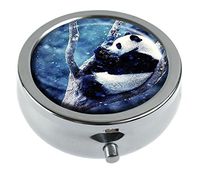 Top A Custom Personalized Round Pill box Decorative Box Vitamin Container Pocket Or Wallet (Animal Panda-1)